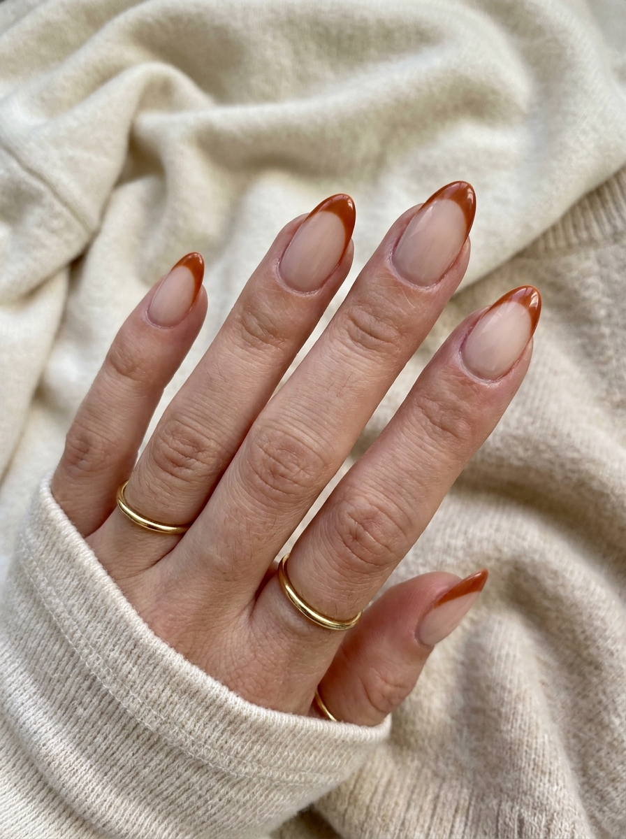 Rust French Tips als Herbst Nägel Inspiration 2026